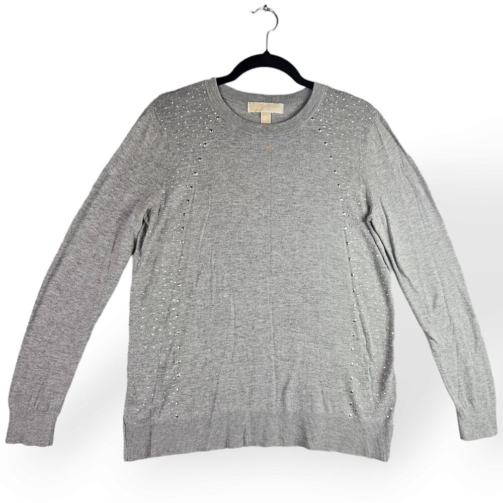Michael Kors Women’s Medium Gray Rhinestone Jeweled Sweater Lightweight